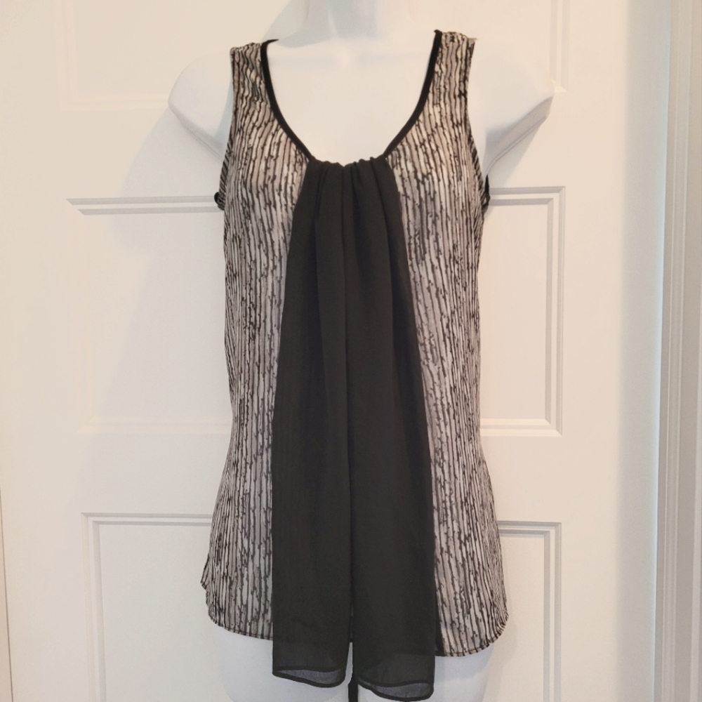 BCBGeneration Sheer Flowly Black and Gray Sleeveless Top Size XS